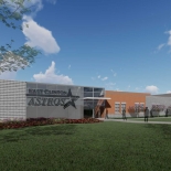New school rendering of the front of building